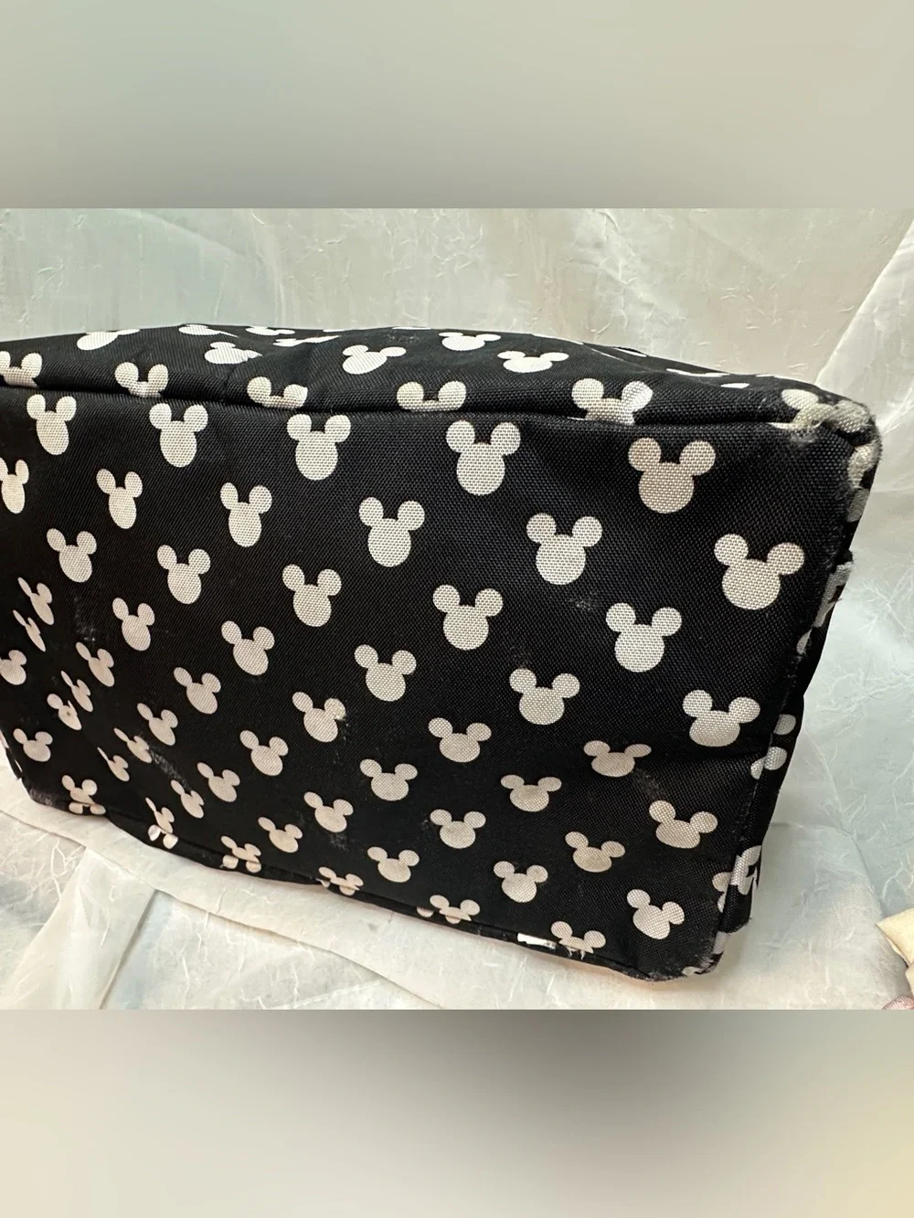 Black Mickey Mouse Print Large Crossbody Bag and coordinating toiletry bag